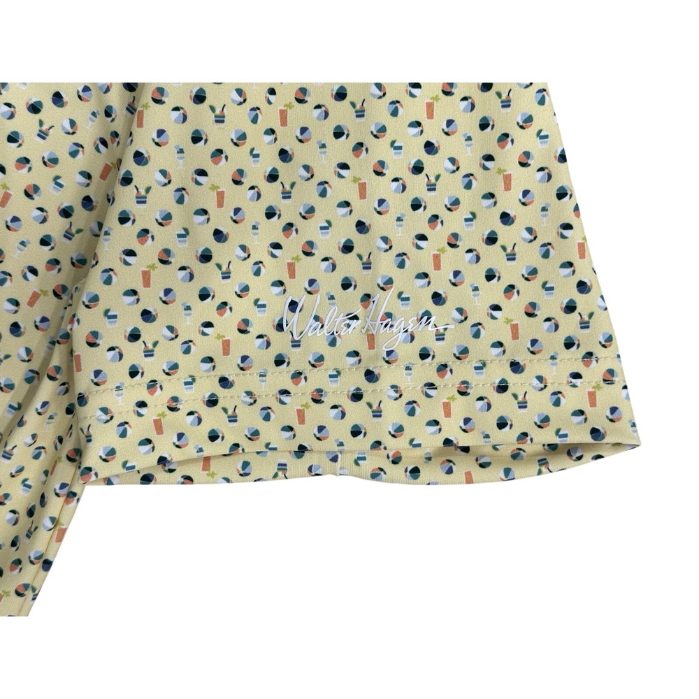 Walter Hagen Performance 11 Poolside Pale Yellow Print Polo Golf Stretch Mens S - Picture 6 of 10